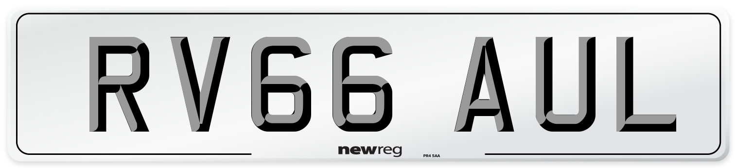 RV66 AUL Number Plate from New Reg
